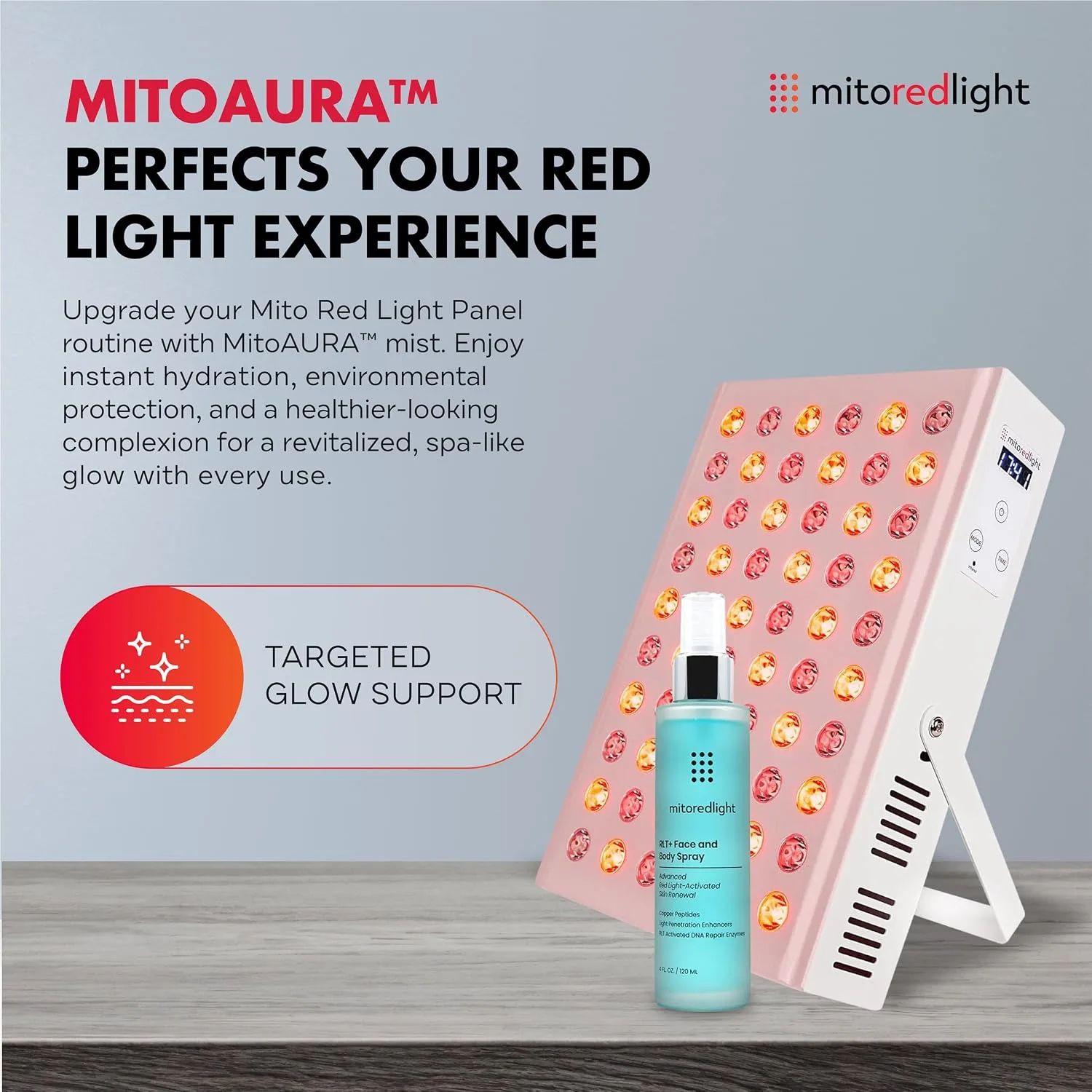 Mito Red Light – MitoMIN 2.0 Red Light Panel – Red Light Therapy for Face and Neck – Red Light & Near Infrared Red Light Therapy – At-Home Red Light Therapy for Body