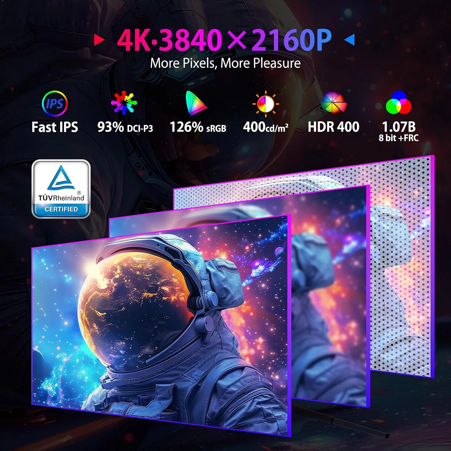 SANSUI 27" 4K Gaming Monitor, UHD 120/160Hz FHD 240/320Hz Dual Mode Monitor