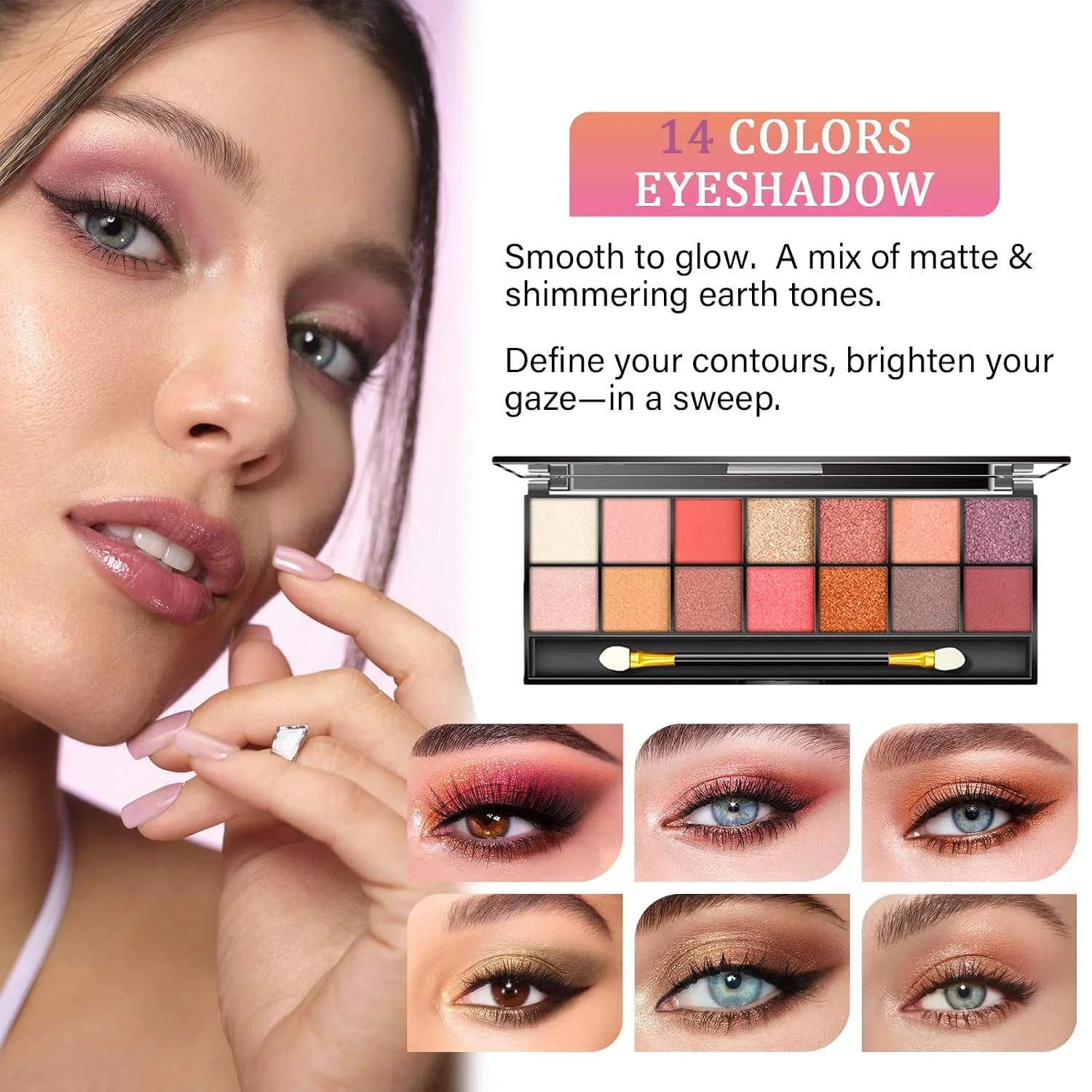 Makeup Set for Women, Makeup Kit for Women Full Kit, Travel Makeup Set, Makeup Gift Set for Girls, 14-Color Eyeshadow Palette, 2 x Lip Gloss, Eyebrow Powder, Contour Stick, Face Make up 02