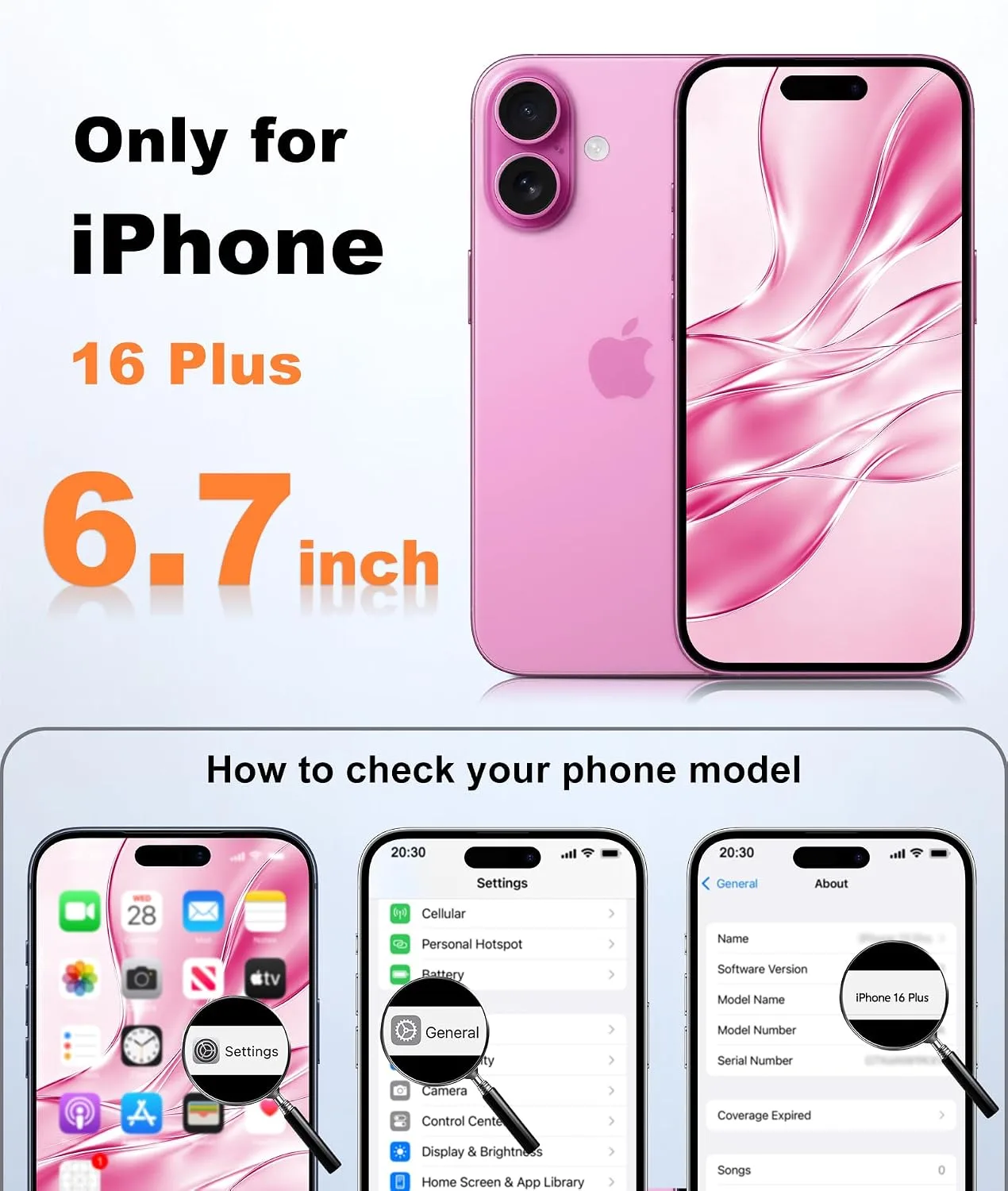 FNTCASE for iPhone 16 Plus Case Fit for MagSafe Hot Pink