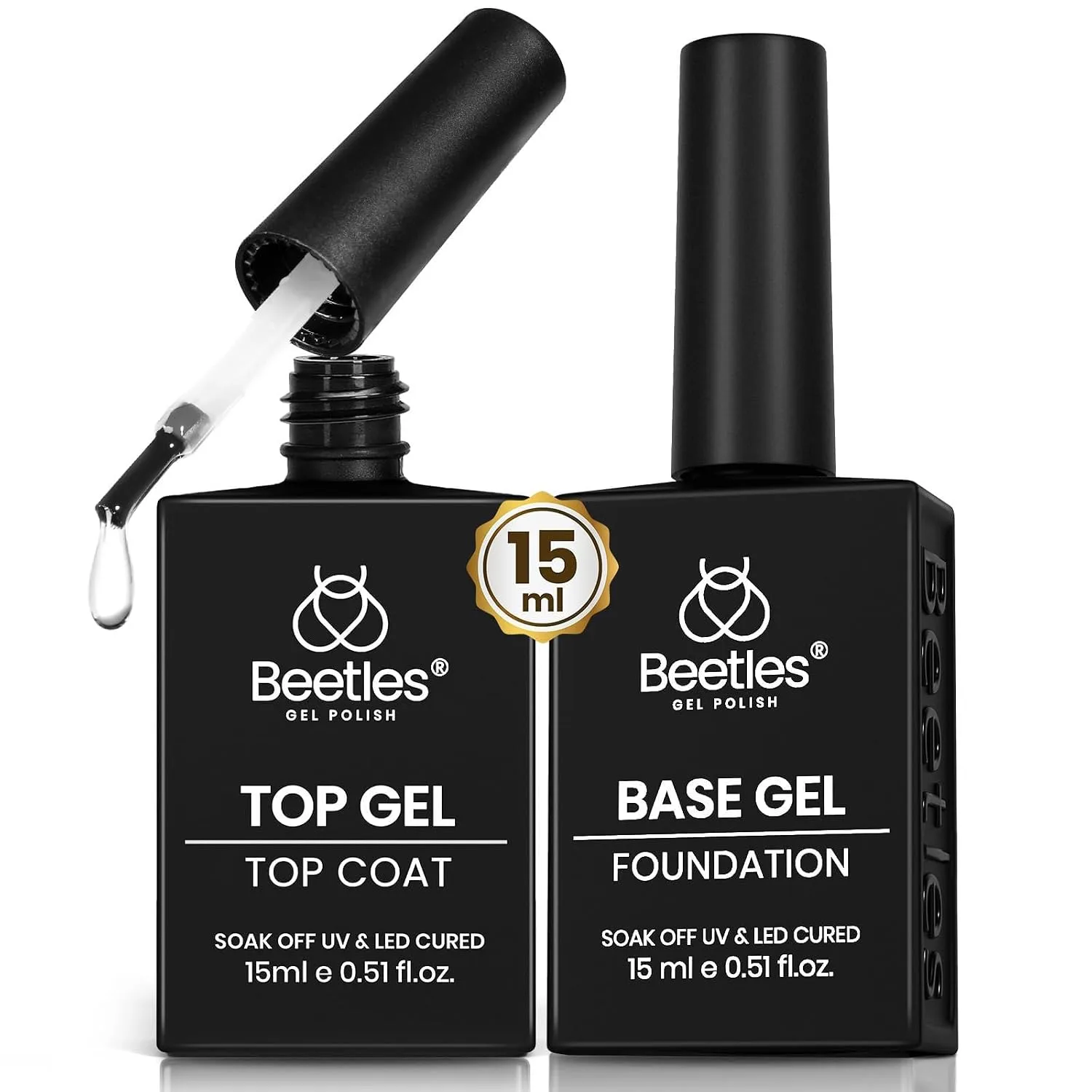 Beetles No Wipe Gel Top Coat and Base Coat Set for Gel Nail Polish