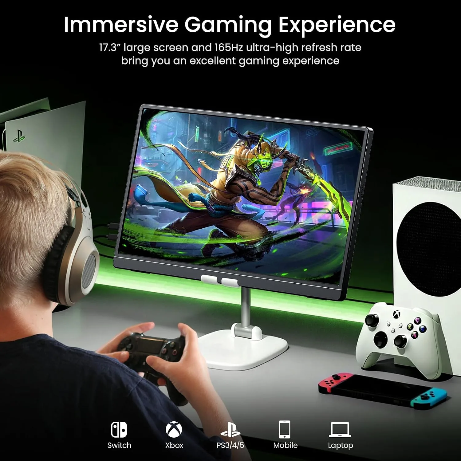 VILVA 17.3" QHD 165Hz USB-C HDMI Gaming Monitor