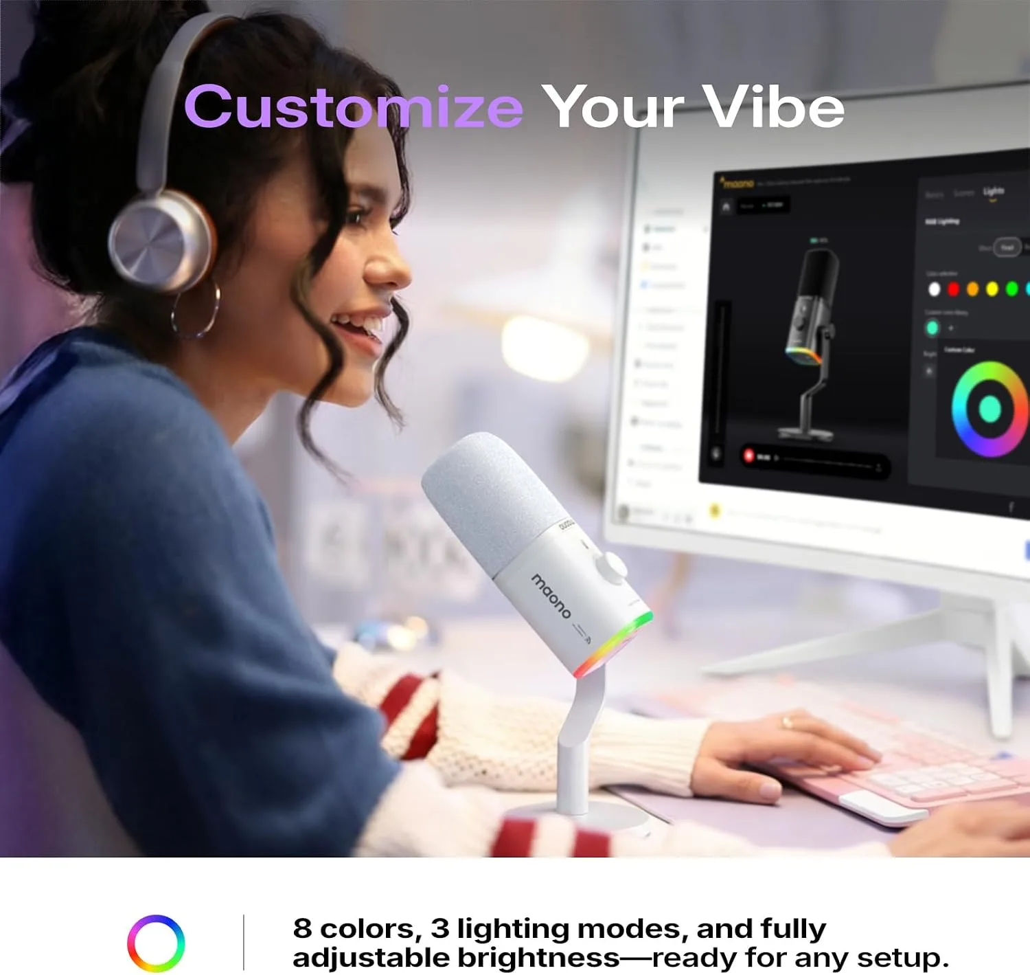 MAONO PD100W Wireless Dynamic Gaming Microphone for PC with USB-C Receiver