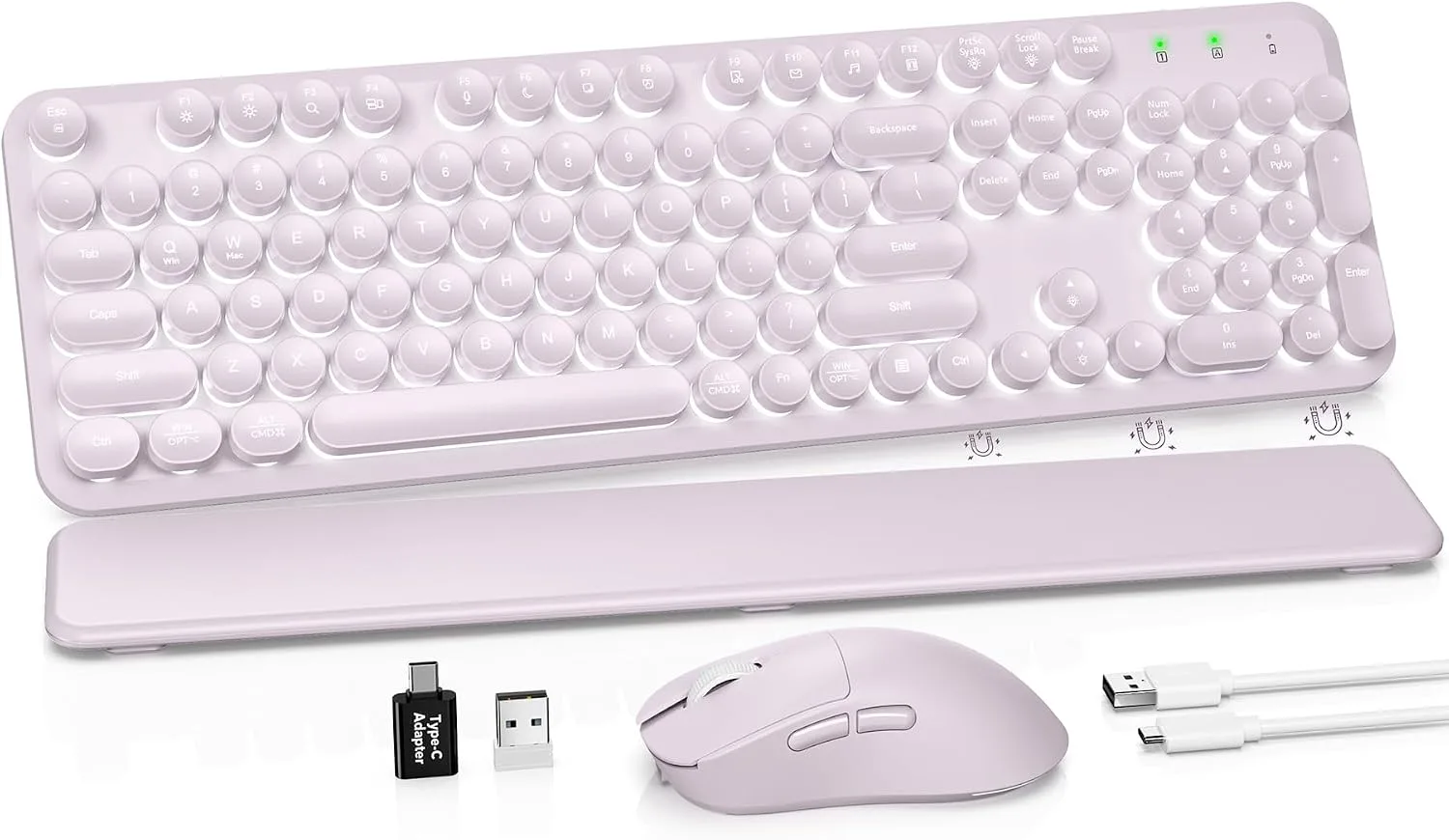 Rechargeable Backlit Wireless Keyboard and Mouse Combo, Magnetic Wrist Rest