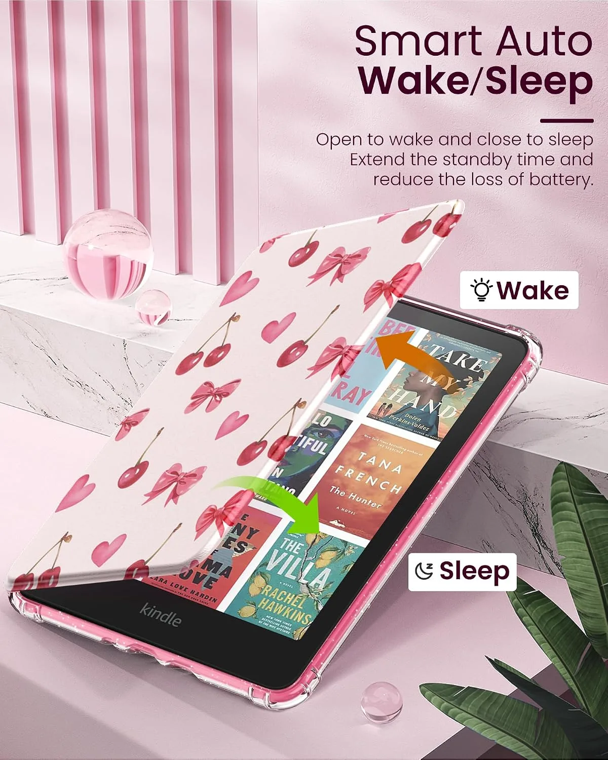 MoKo Case for 7" Kindle Paperwhite 12th Gen & Colorsoft 2024, Cherry Bow