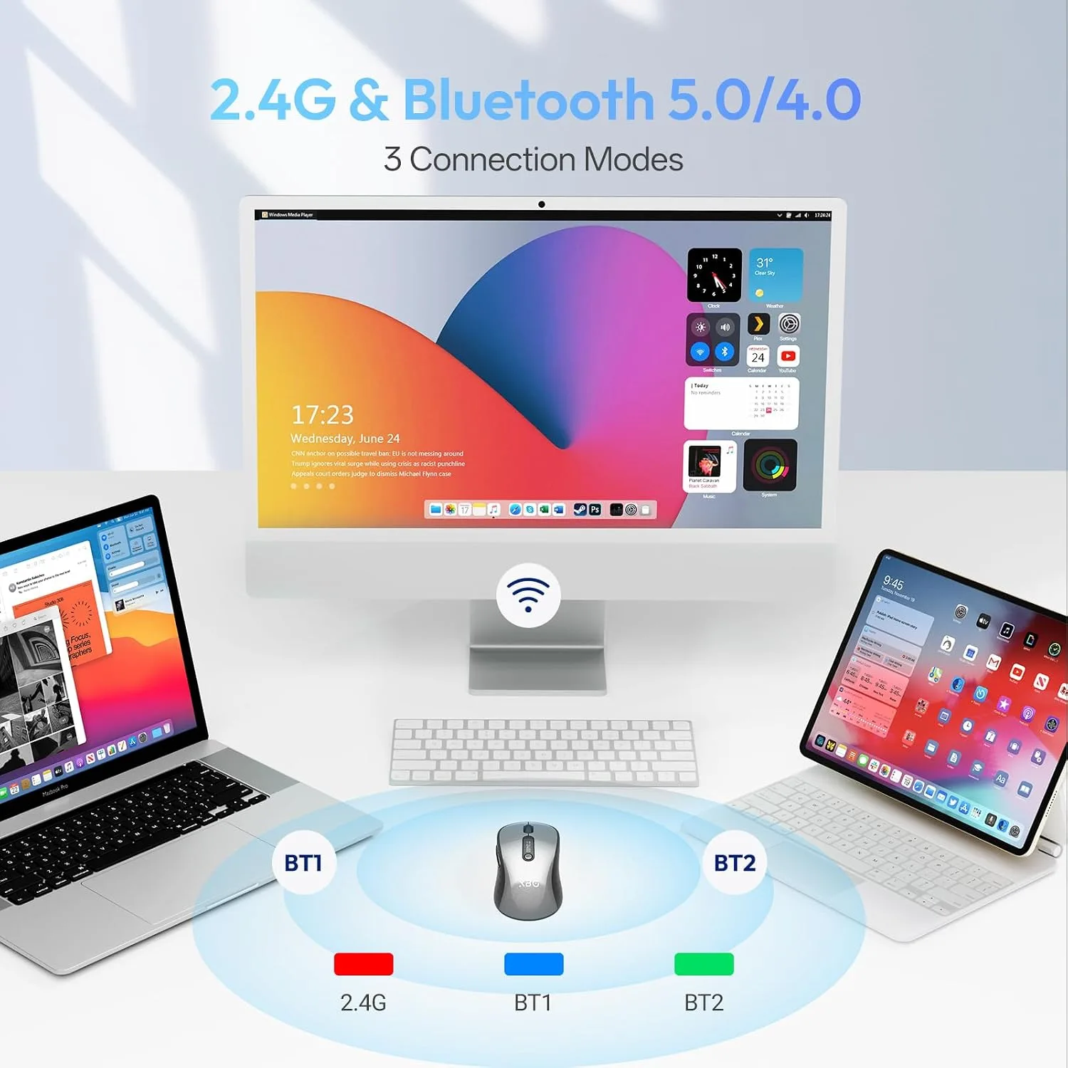 XBG B15Pro Tri-Mode Wireless Bluetooth Mouse with LED Display for Laptop