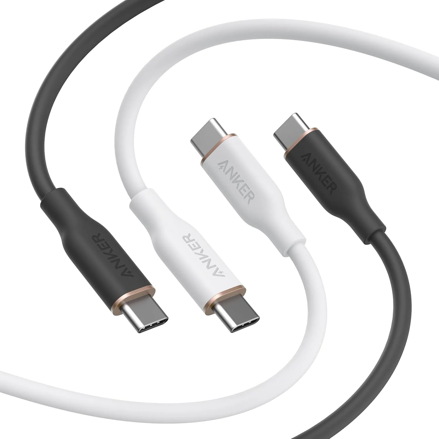 Anker USB C Cable, 240W Type C Fast Charging, (2-Pack, 6 ft, Black + White)