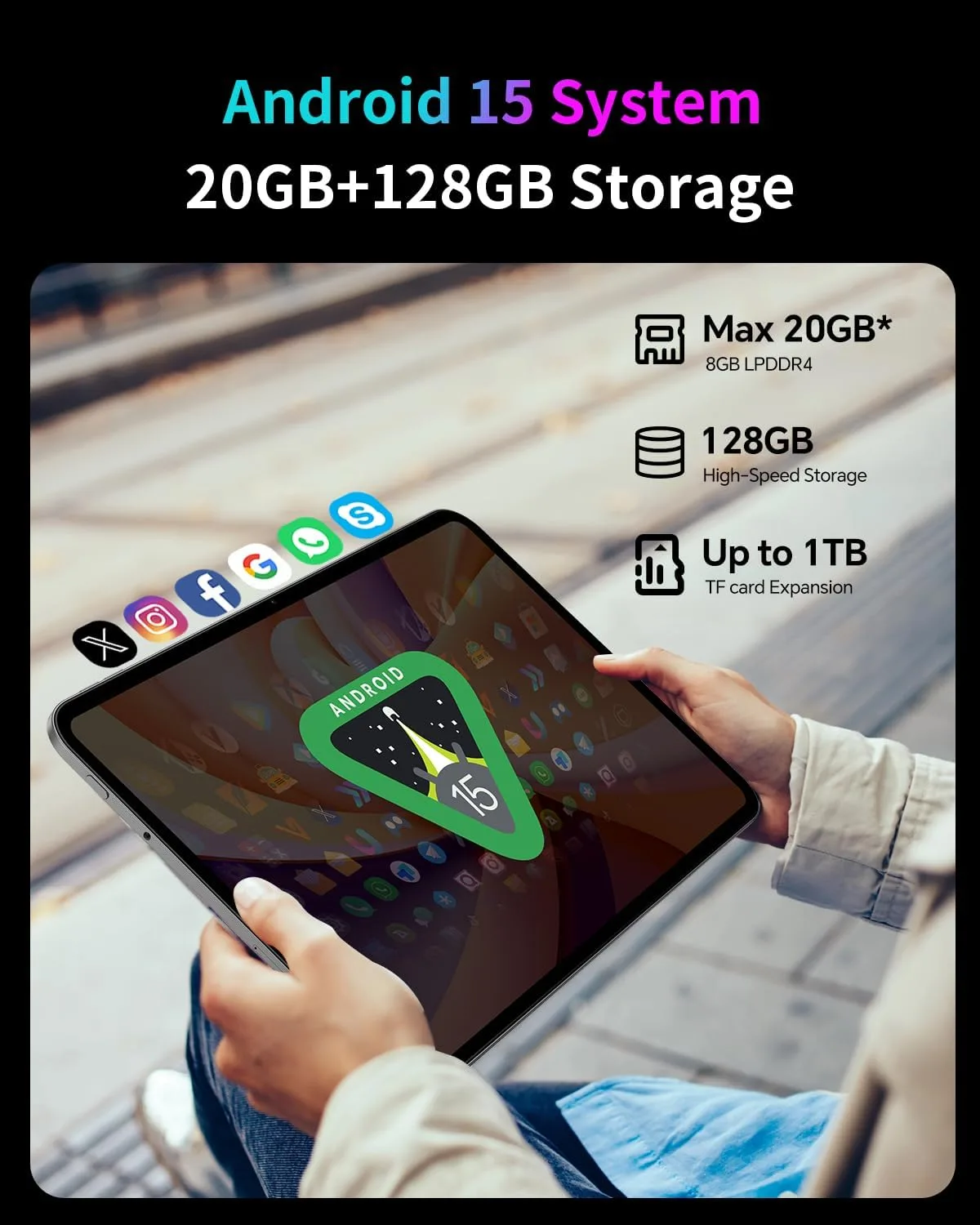 TECLAST 13.4 inch Android 15 T65 Tablet, 20GB+128GB, 120Hz 1920x1200 IPS Display, 2.2Ghz Octa-Core Processor, 8H Battery, Wi-Fi+4G LTE, GPS, 3.5mm Headphone Jack for Music Lovers