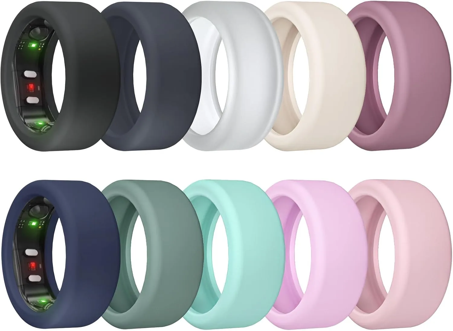 10 Pack Ring Cover for RingConn Gen 3/ Gen 2, Elastic Silicone Ring Protector for RingConn Gen 2 Air Working Out Accessories Men Women (All 10 Colors-3, S (7/8/9/10/11))