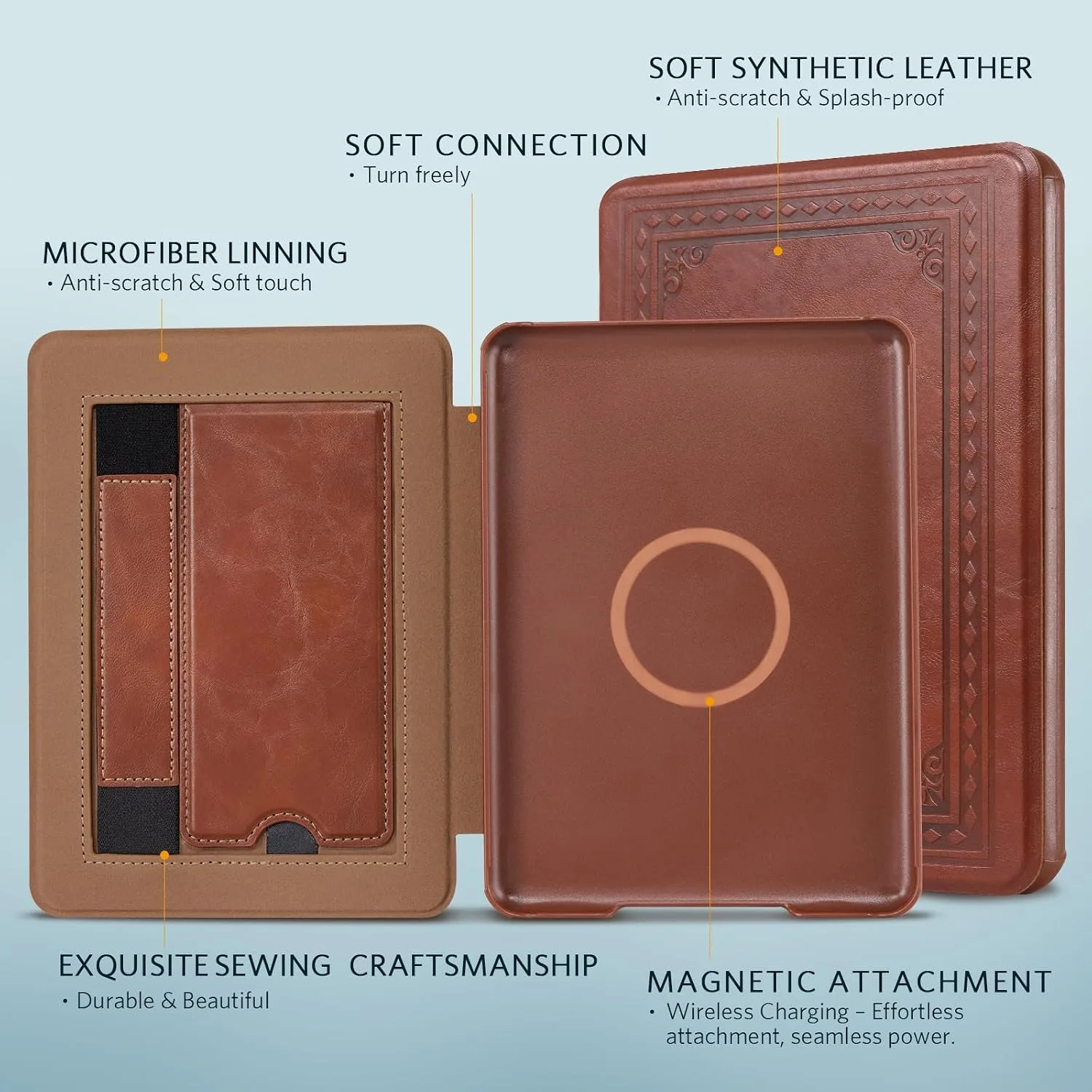 CoBak 7" Lightweight Stand Case, not for iPad (A072401),Brown Border