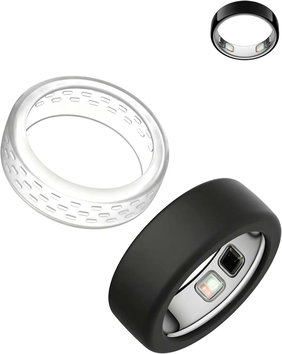 Funda de silicona para Oura Ring 5 Uyrurel 2 unidades talla M negro y translúcido