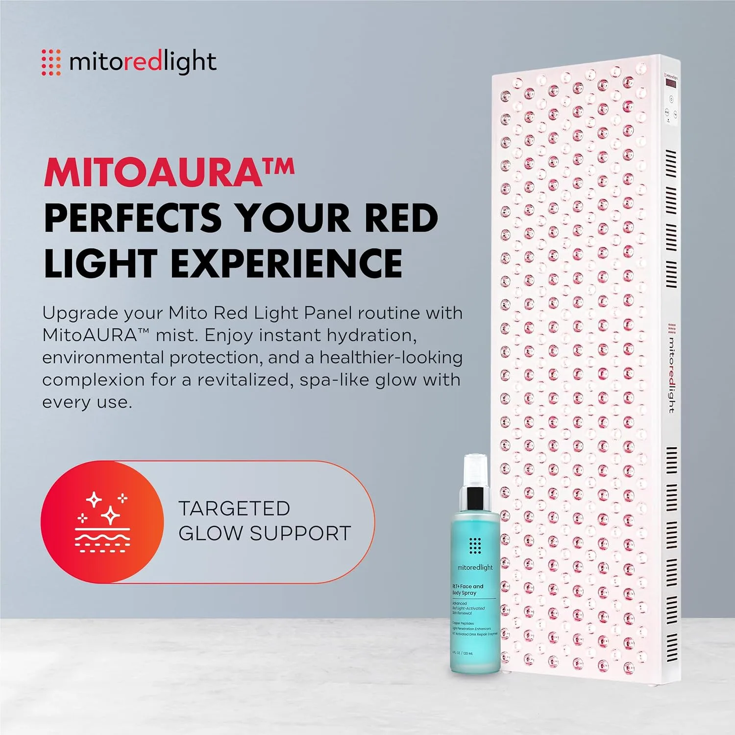 Mito Red Light - MitoMEGA 2.0 Red Light Panel - Red Light Therapy for Face and Neck – Red Light Therapy Panel - Red Light & Near Infrared Red Light Therapy - At-Home Red Light Therapy for Body