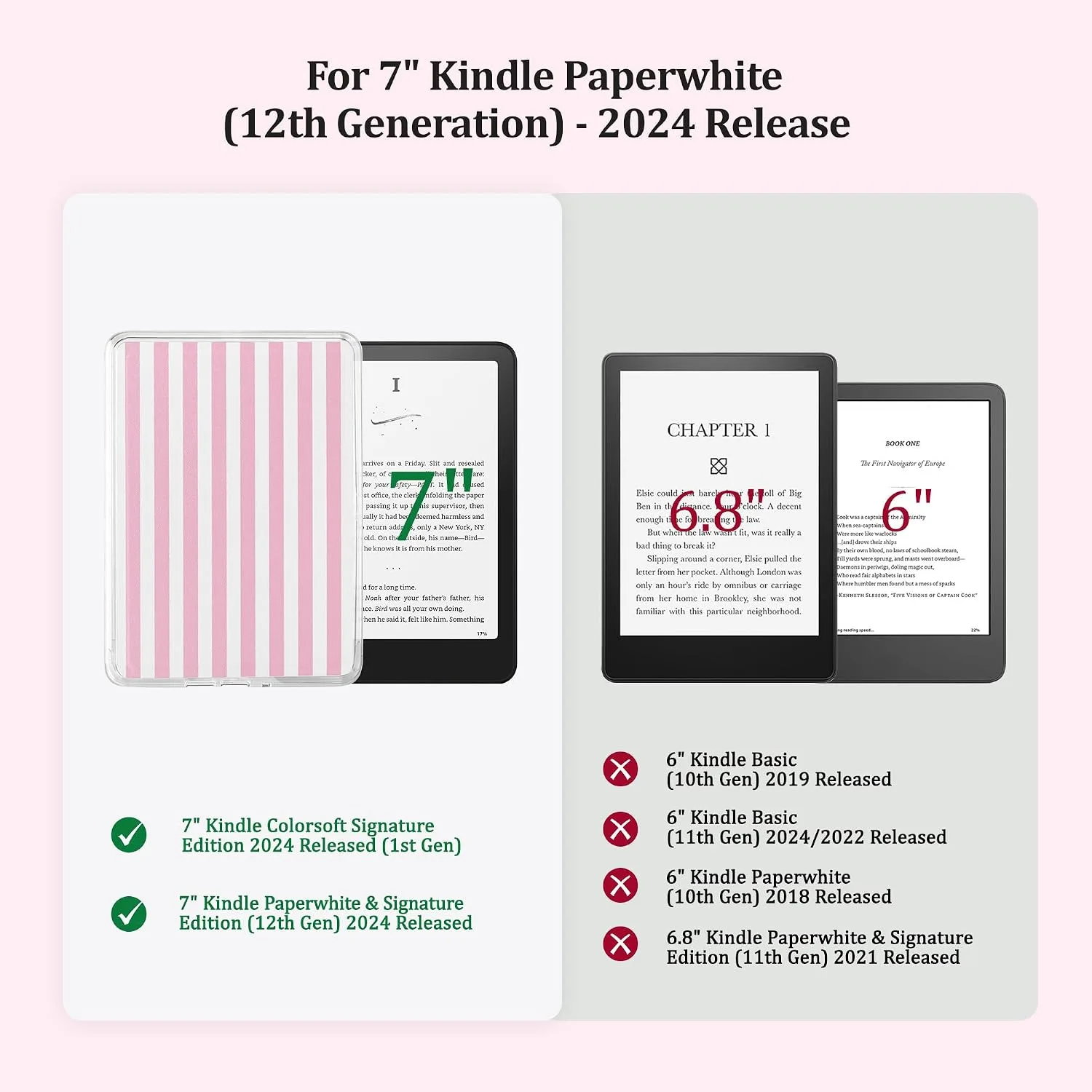 Back Panel Case for 7'' Kindle Paperwhite 12th Gen & Colorsoft