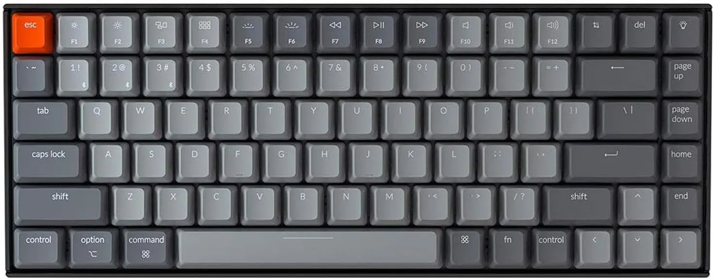 Keychron K2 75% Layout Bluetooth Mechanical Keyboard Super Red Switch/White LED Backlit/Anti Ghosting/N-Key Rollover/84 Key USB C Wired Computer Keyboard for Mac Windows-Version 2