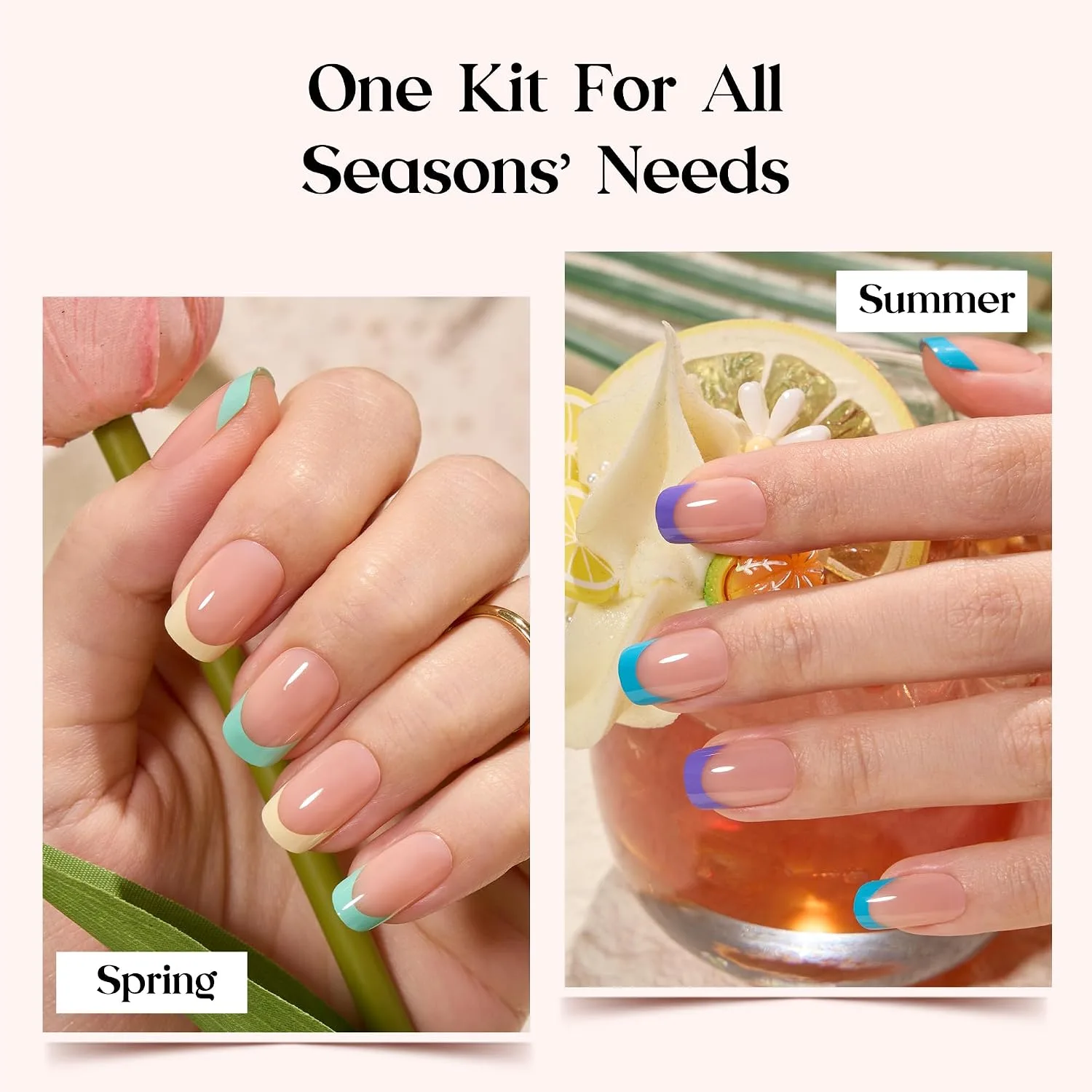 Beetles Press On Nails Kit - Candy Mix, 720Pcs 24 Colors Short Square