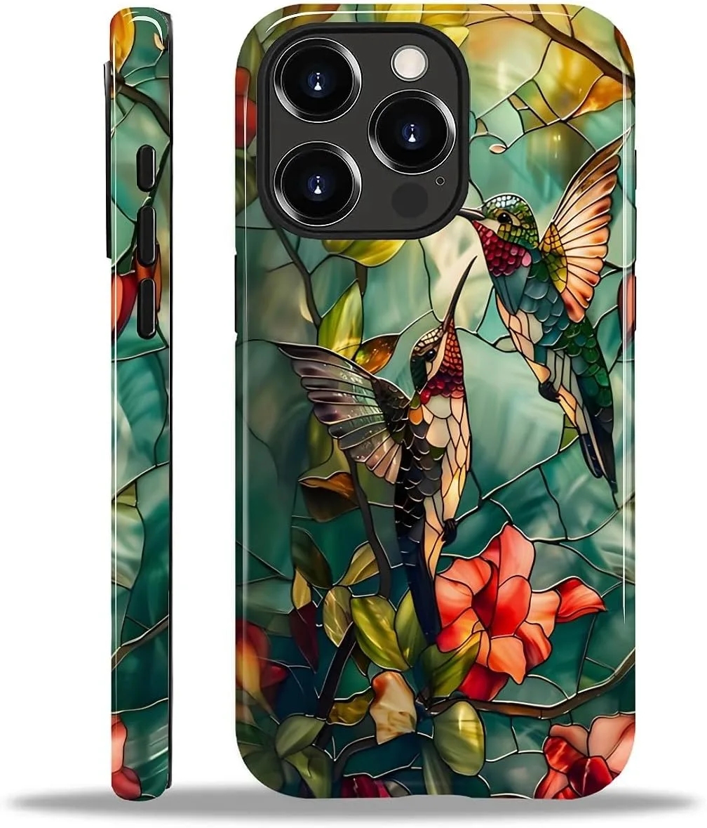 DAIZAG Case for iPhone 15 Pro Max,Mixed 2 Layer Design Shockproof Soft TPU Ddouble Protection Phone Case for iPhone 15 Pro Max-Gorgeous Hummingbird