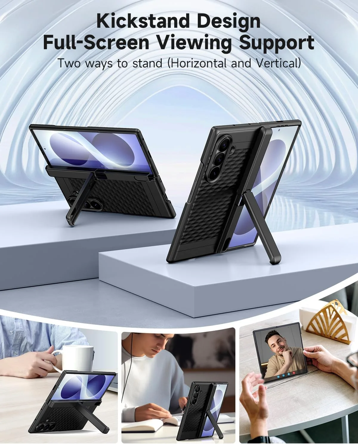 seacosmo for Samsung Galaxy Z Fold 8 Ultra Case with Stand Shockproof Black