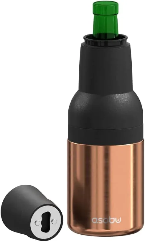 Asobu Frosty Beer Holder 2 Go Vacuum Insulated Double Walled Stainless Steel Beer Can and Bottle Cooler with Beer Opener, Bpa Free, Fits Standard 12oz Bottles & Cans, Gift for Beer Lovers