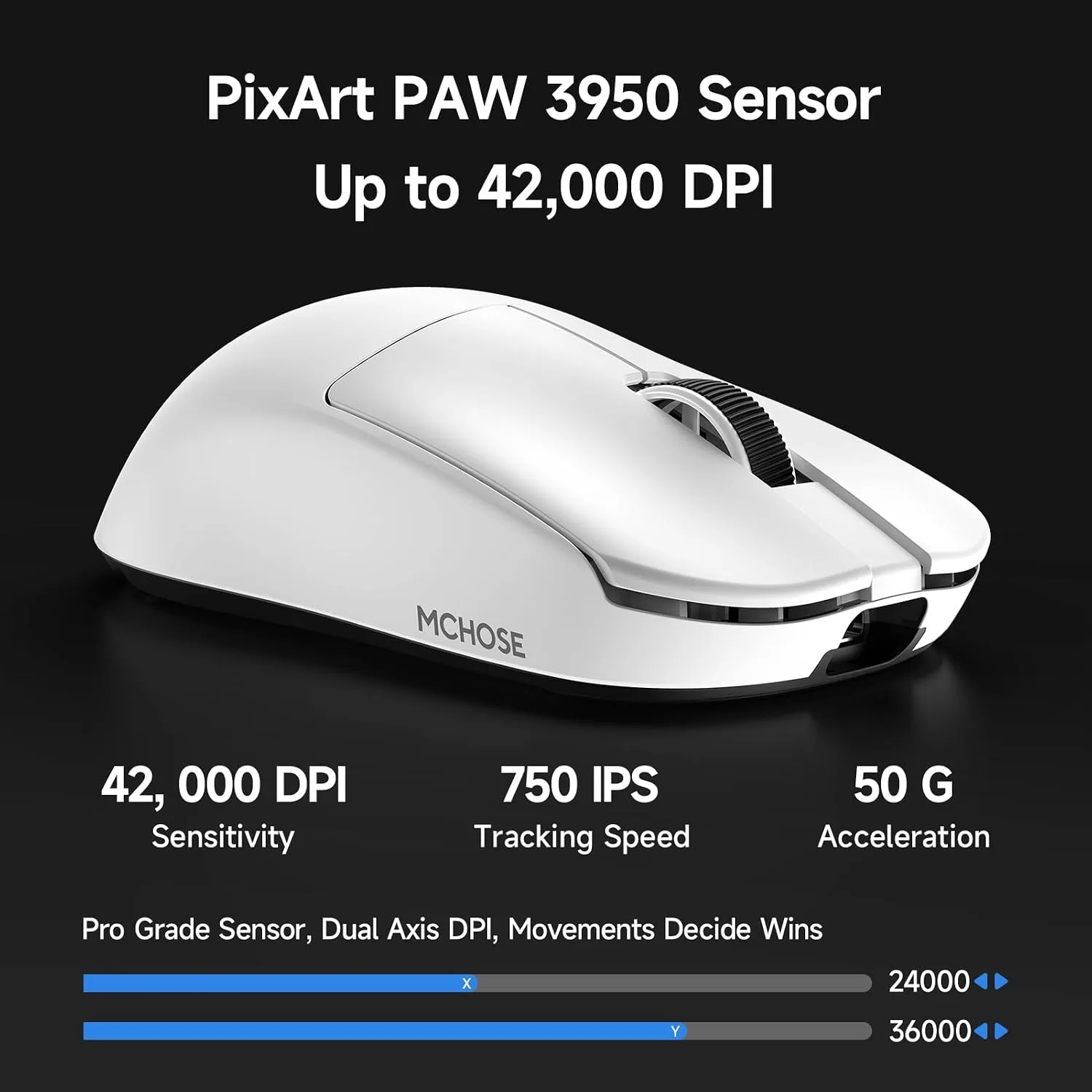 MCHOSE L7 Ultra+ Wireless Gaming Mouse, Ergonomic Mouse Lightweight 48g