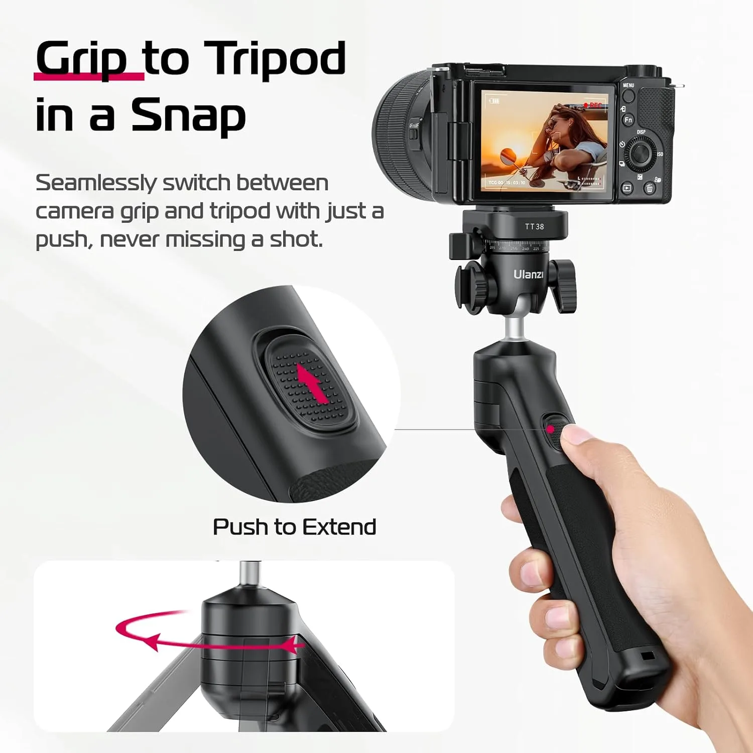 ULANZI TT38 One-Click Opening Vlogging Tripod w Uka F38 Quick-Release