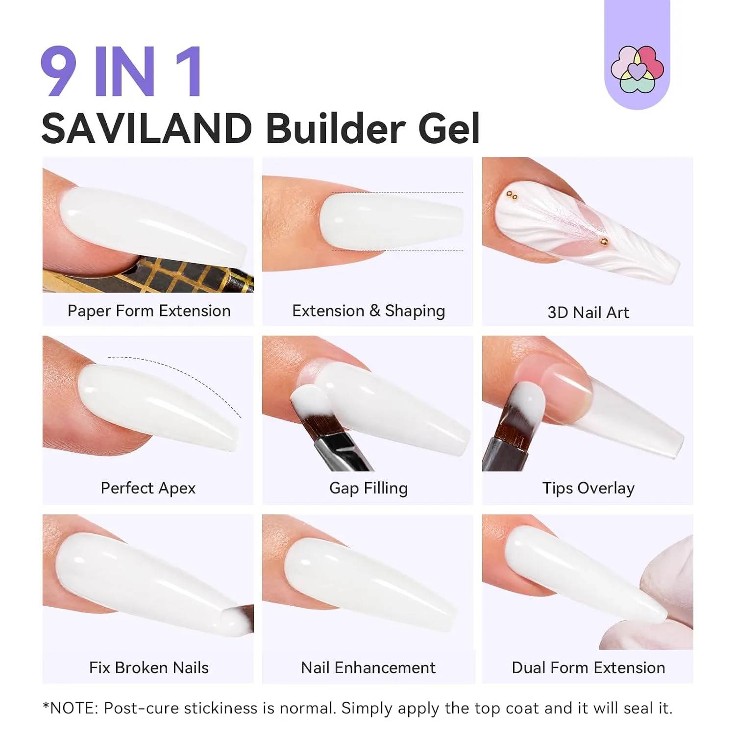 SAVILAND Builder Nail Gel White 3.5 oz for Nail Extensions & Manicure Art