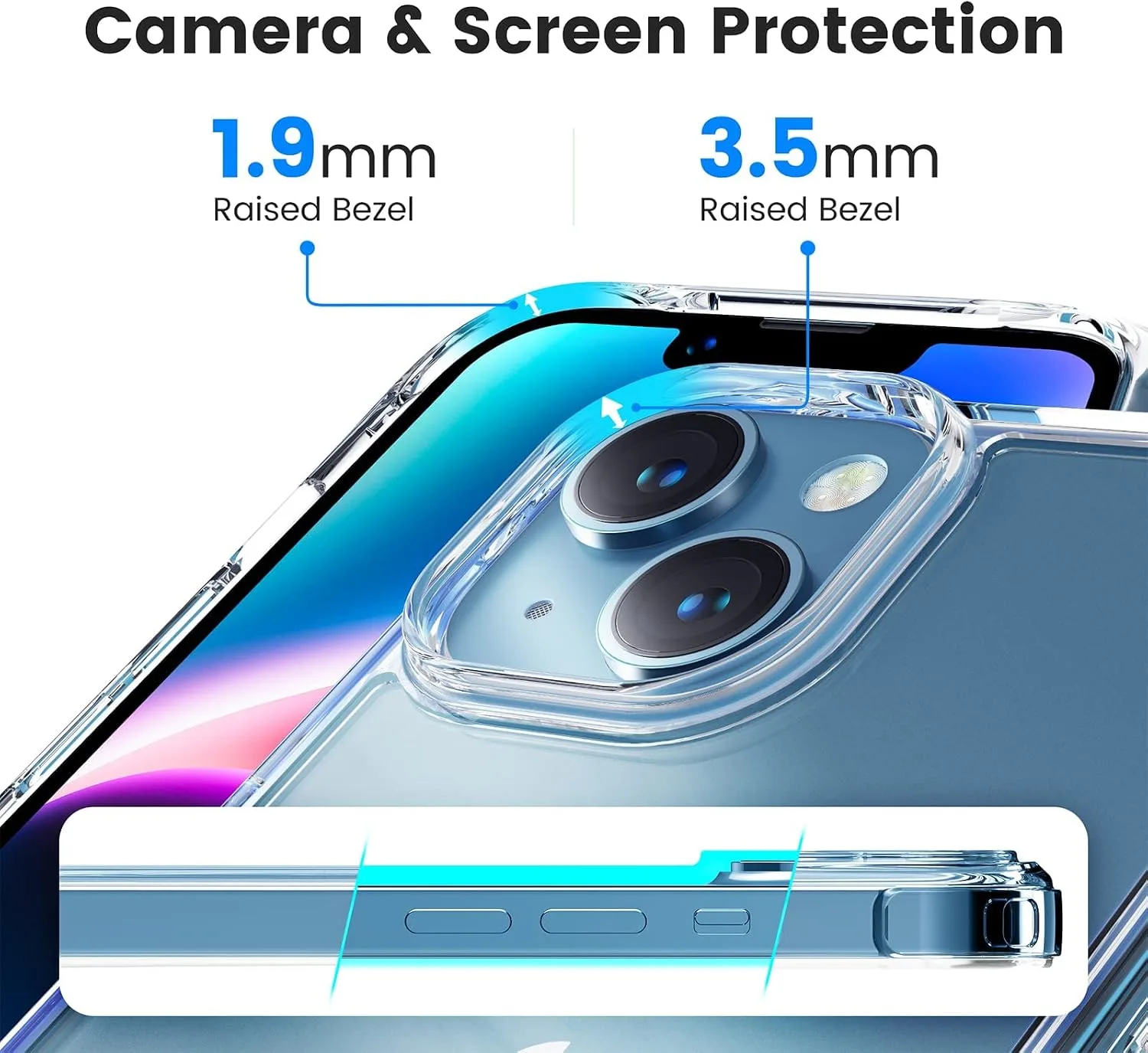 Mkeke for iPhone 14 Case for iPhone 13 Case Clear Transparent Shockproof Bumpers Cases for iPhone 13/14 Phone Case
