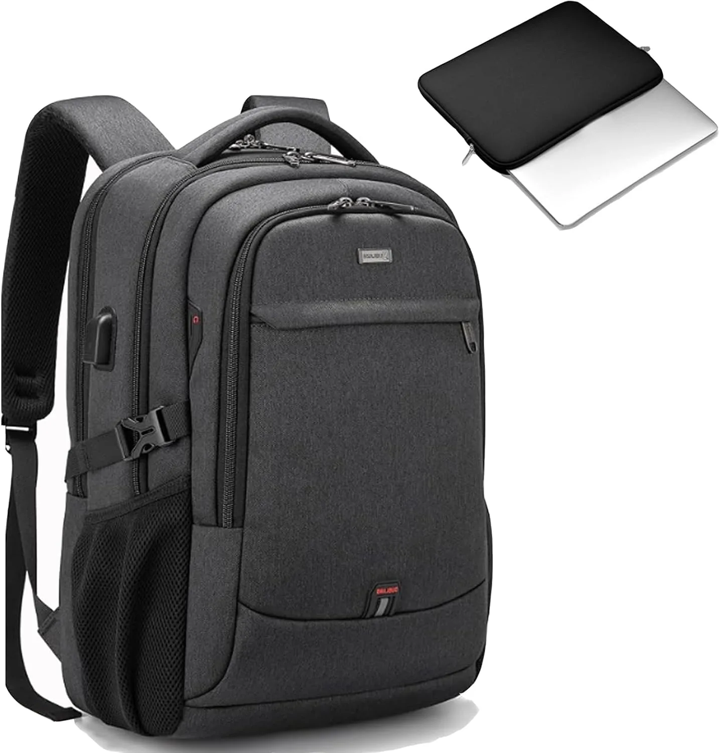 DUSLANG 17 Inch Laptop Backpack for Travel Water Resistant College Bookbag for Men/Women Laptop Bag with USB Charging Port and Tablet Sleeve Bag Compatible Protective Case, Black