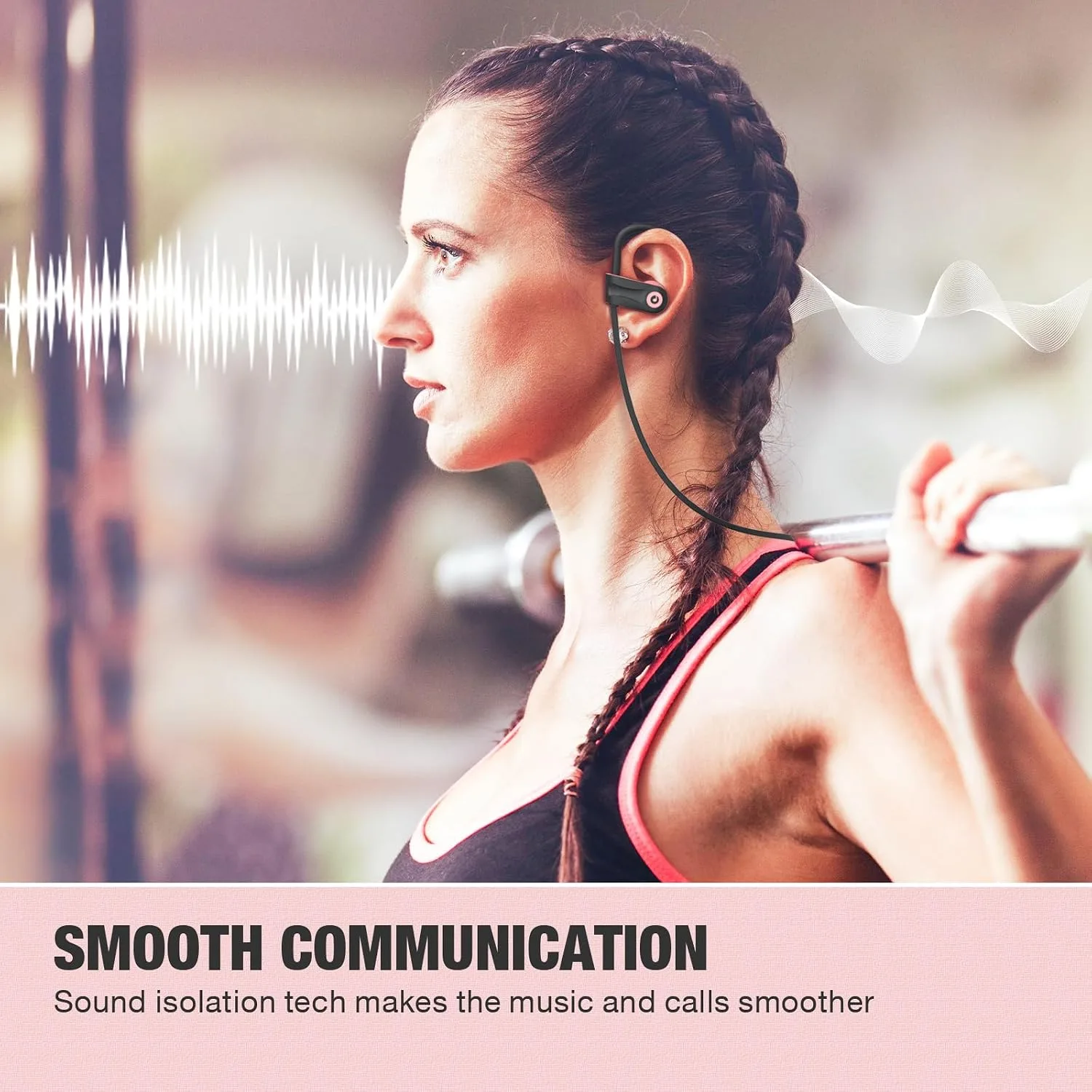 Boean Bluetooth Headphones, Wireless Earbuds with 16 Hours Bluetooth 5.3 Wireless Headphones HD Deep Bass Stereo IPX7 Waterproof Earphones for Sports Headset AI Music Generation