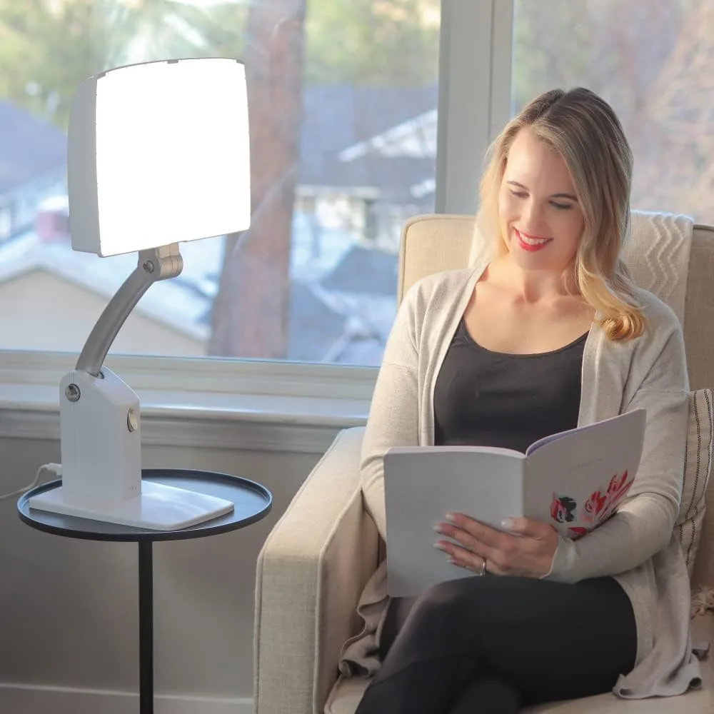 Carex Day-Light Sky Bright Sunlight Therapy Lamp, 10000 LUX Therapy Lamp at 12 Inches, LED Bright White Light with Adjustable Height and Brightness Levels for Mood, White