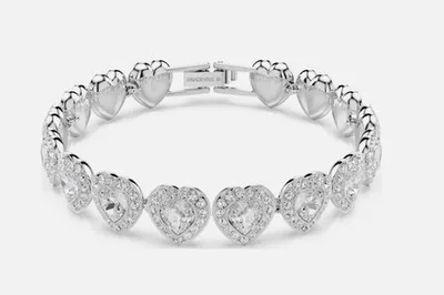 Swarovski Ariana Grande x Swarovski bracelet Mixed cuts, Heart, White, Rhodium plated