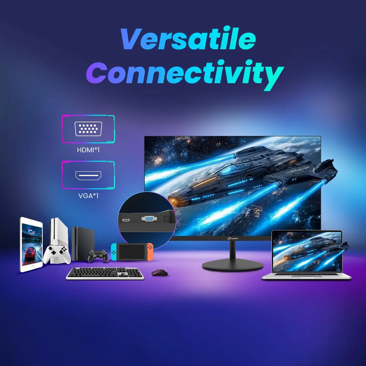 ArcticPro 22 Inch Gaming Monitor 144Hz, FHD Computer Monitor, 105% sRGB