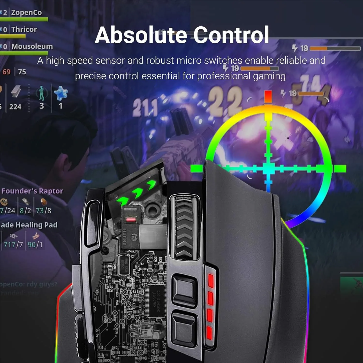 Redragon M801 Wireless Gaming Mouse, RGB Gaming Mouse with MMO 9 Programmable Macro Editing Buttons, UP 16000 Adjustable DPI, Rapid Fire Button for Game, Windows,PC - Wireless, Black