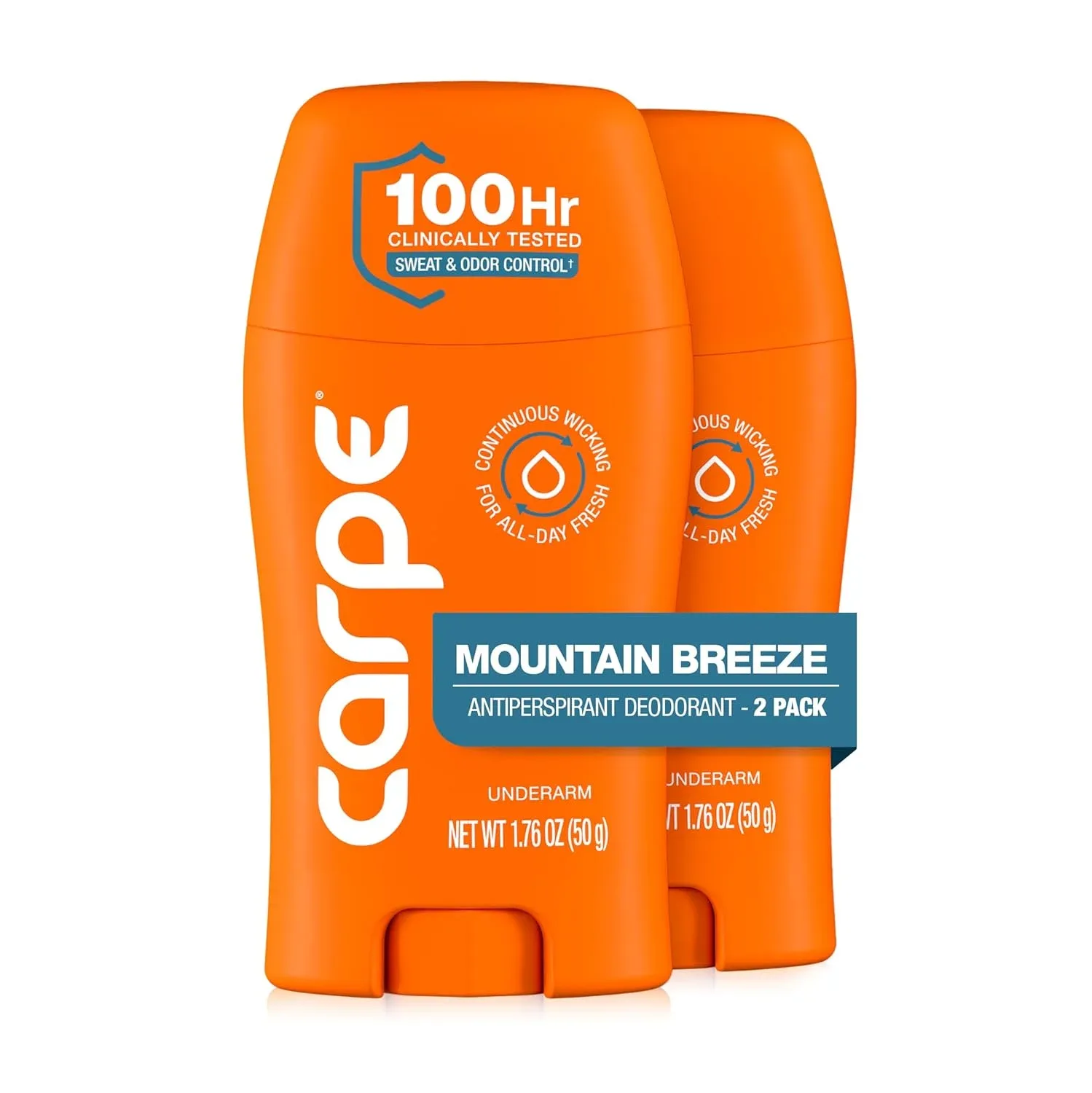 Carpe 100-Hour Antiperspirant Deodorant, Mountain Breeze - 2 Pack