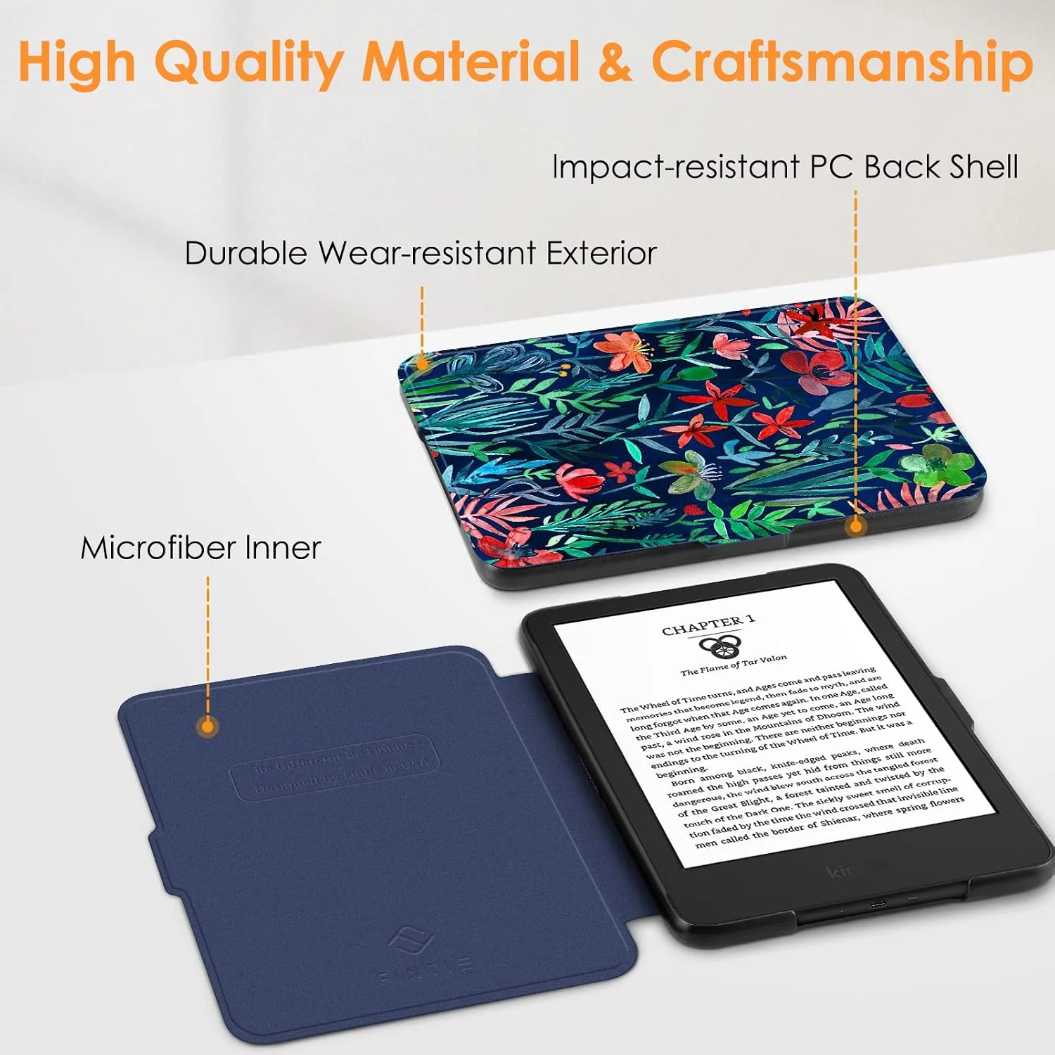 Fintie Slimshell Case for 6" Kindle 2024/2022 11th Generation, Jungle Night