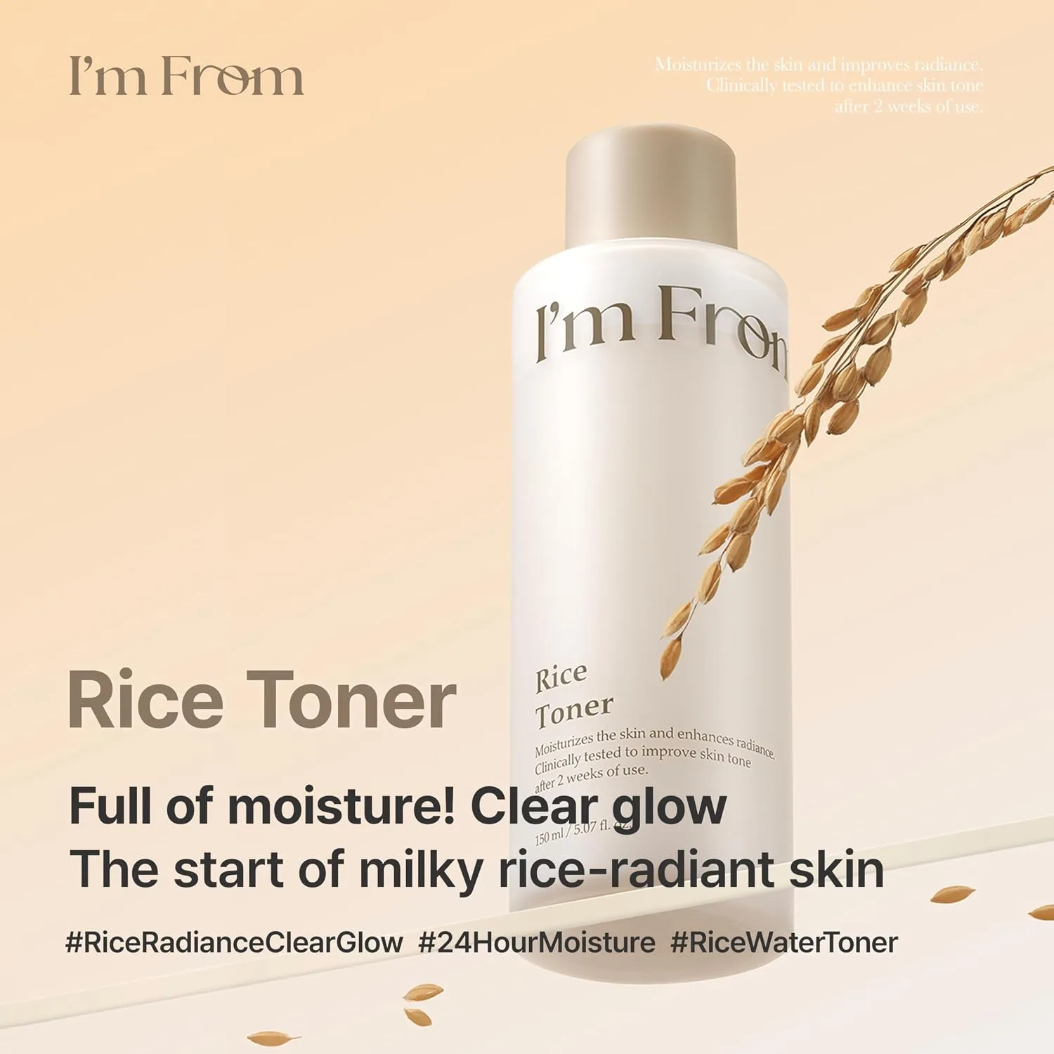 I'm from Rice Toner, Korea Glow Milky Rice Toner, niacinamide, Glass&Dewy, Hydration, Calming, All Skin Types, Korean Skin Care 5.07fl.oz