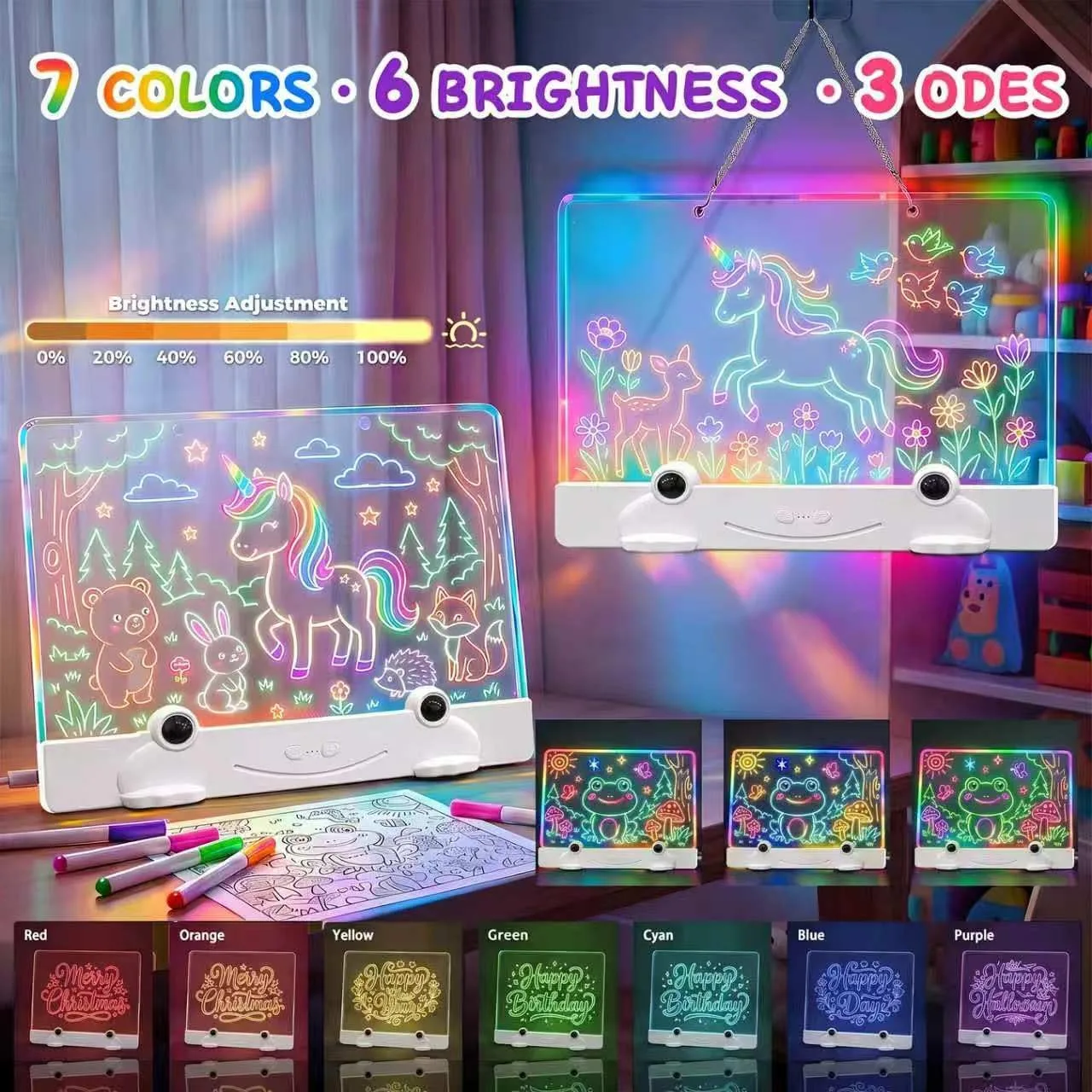 Laimiod Frog LED Drawing Board, 16 Inches, Kids Toys, Girls Boys Kids Gift