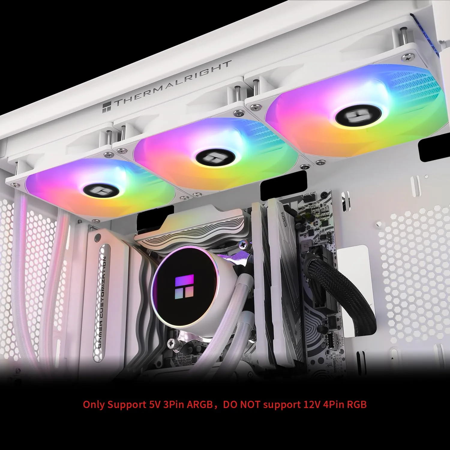 Thermalrlght FW 360 Ultra ARGB White CPU Water Cooler,3 PWM Fans Water Cooling System,IPS LCD Screen with 480x480 Resolution,for AM4/AM5&Intel LGA1700,CPU Liquid Cooler,2.44-inch Display