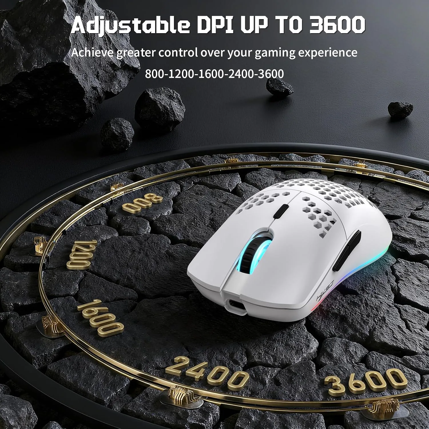 HXSJ T66 Tri-Mode Wireless Gaming Mouse Superlight Honeycomb - White
