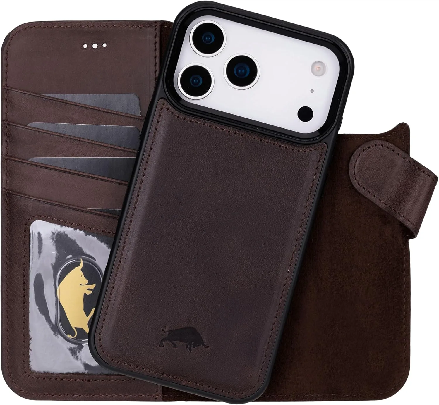 VENOULT Detachable Wallet Case for iPhone 18/17 Pro, Full Grain Leather
