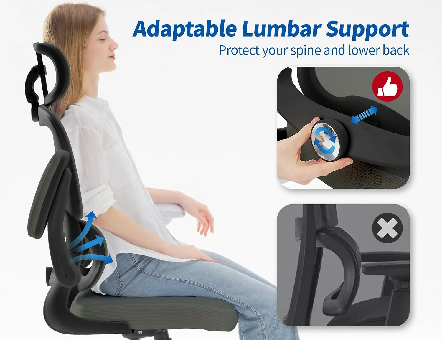 TRALT Office Chair Ergonomic Desk Chair with Lumbar Support Dark Green, 1