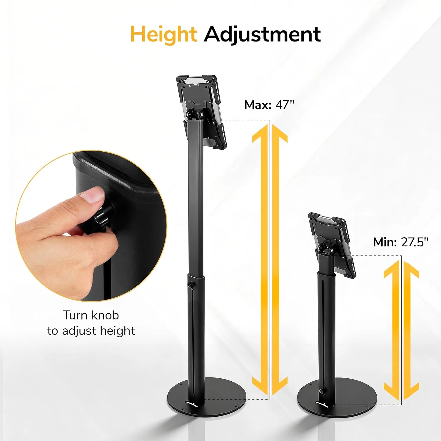 Mount-It! Anti-Theft Universal Tablet Floor Kiosk, Height Adjustable, Black