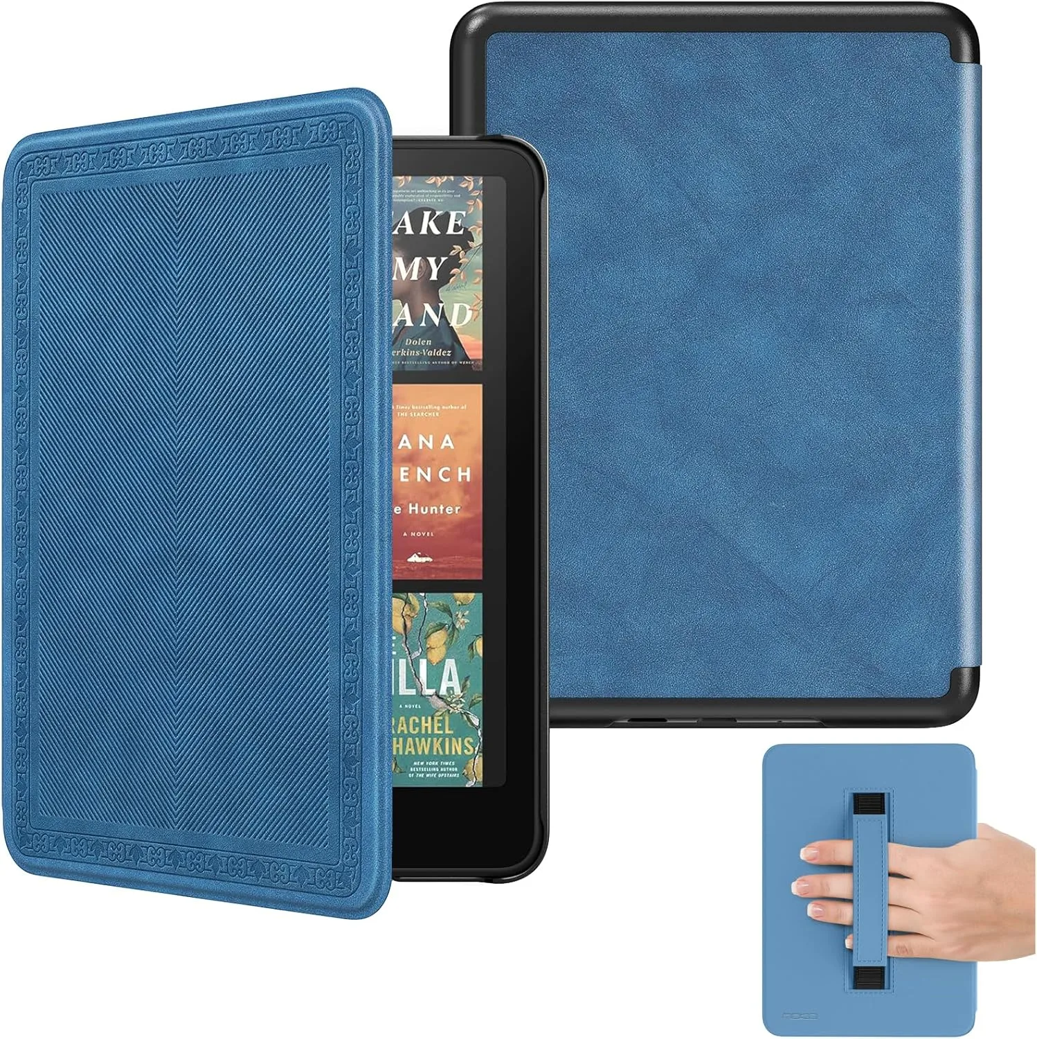 MoKo Case for 7" Kindle Paperwhite 12th Gen 2024, Blue Vintage Twill