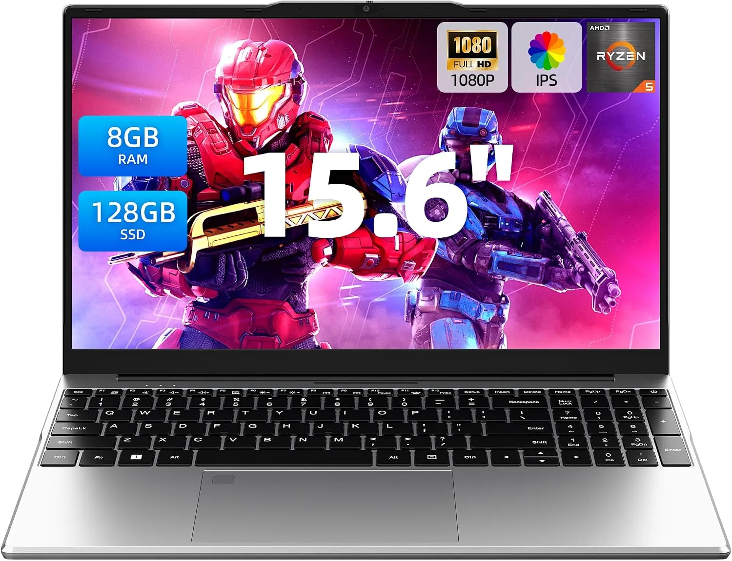 Aurant 15.6 Inch Laptops, AMD Ryzen R5, 8GB RAM, 128GB SSD, Win11 Home