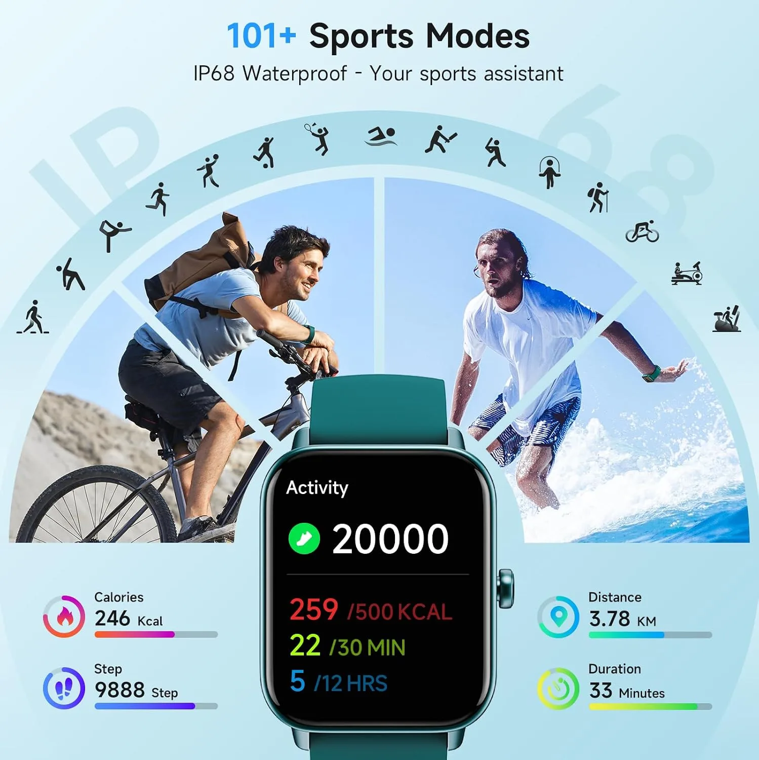Smart Watch for Women Android iPhone, Alexa Built-in, 1.8" Smartwatch with Heart Rate/SpO2/Sleep Monitor, IP68 Waterproof Activity Fitness Tracker with Bluetooth Call, 100+ Sport Mode, DarkGreen