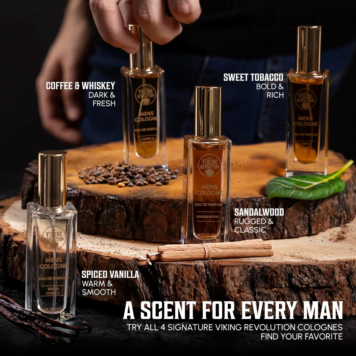 Viking Revolution Mens Cologne Sampler Set - Travel Size 0.68 fl oz(4 Pack)