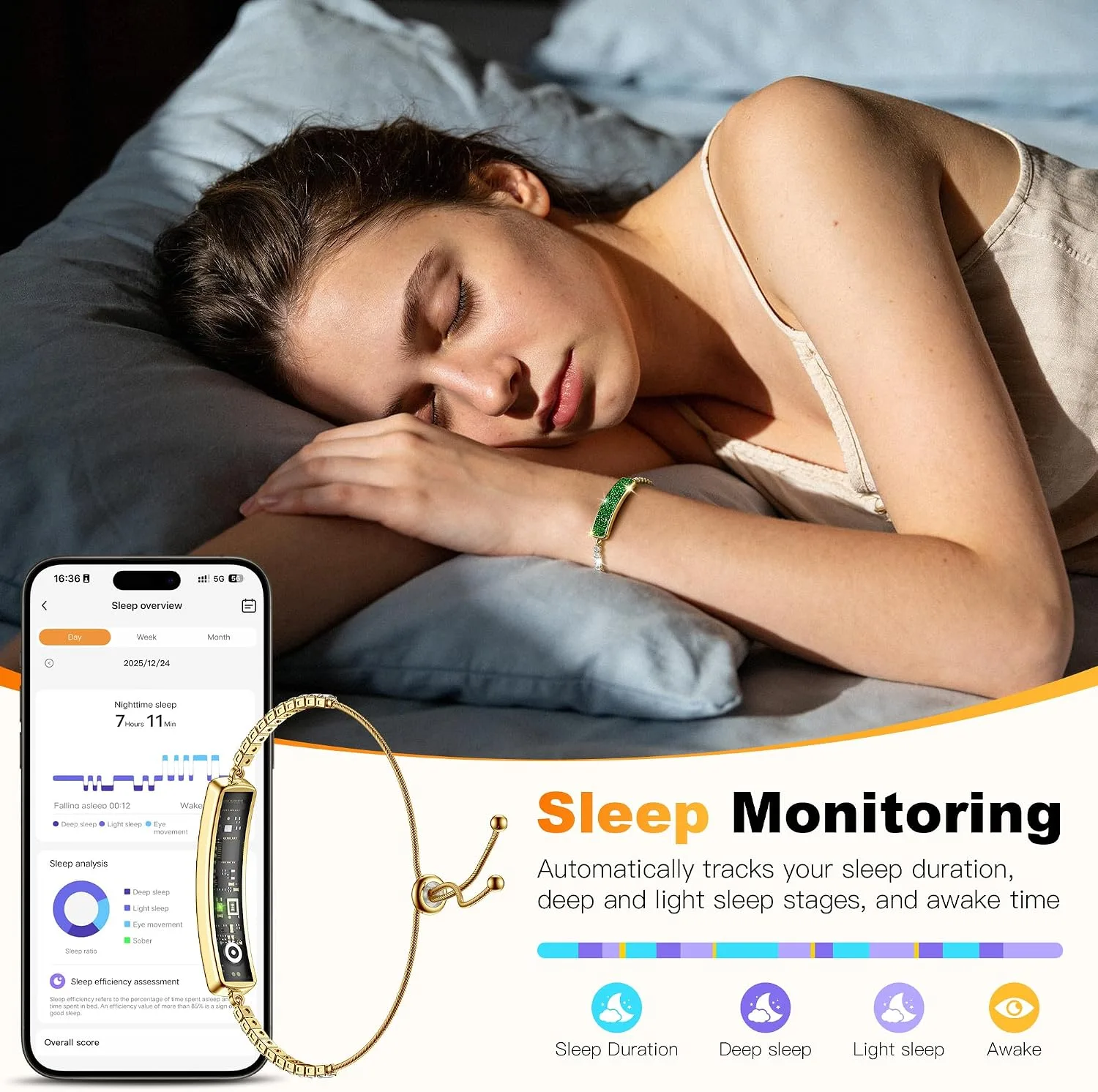 Smart Bracelet for Women - Fitness Tracker with Heart Rate, Sleep & Step Tracking, 1ATM Water Resistant, Multi-Sport Modes, Fitness Tracking Wearable with Free App, 2 Bands (Royal Green)