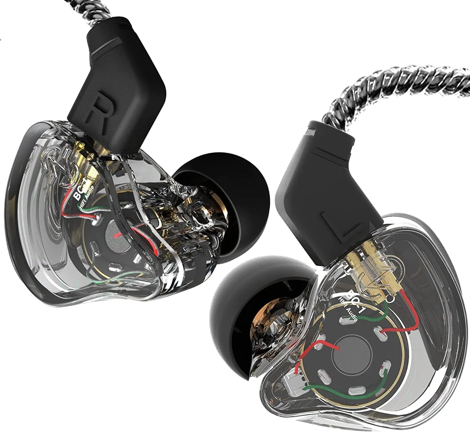 CCZ Melody in Ear Monitor, Dynamic Hybrid Dual Driver in Ear Earphones 1BA+1DD HiFi Wired Headphones Musicians IEM Upgrade Deep Bass Suitable for Bass Vocals Pop Folk ACG (No MIC, Transparent)…