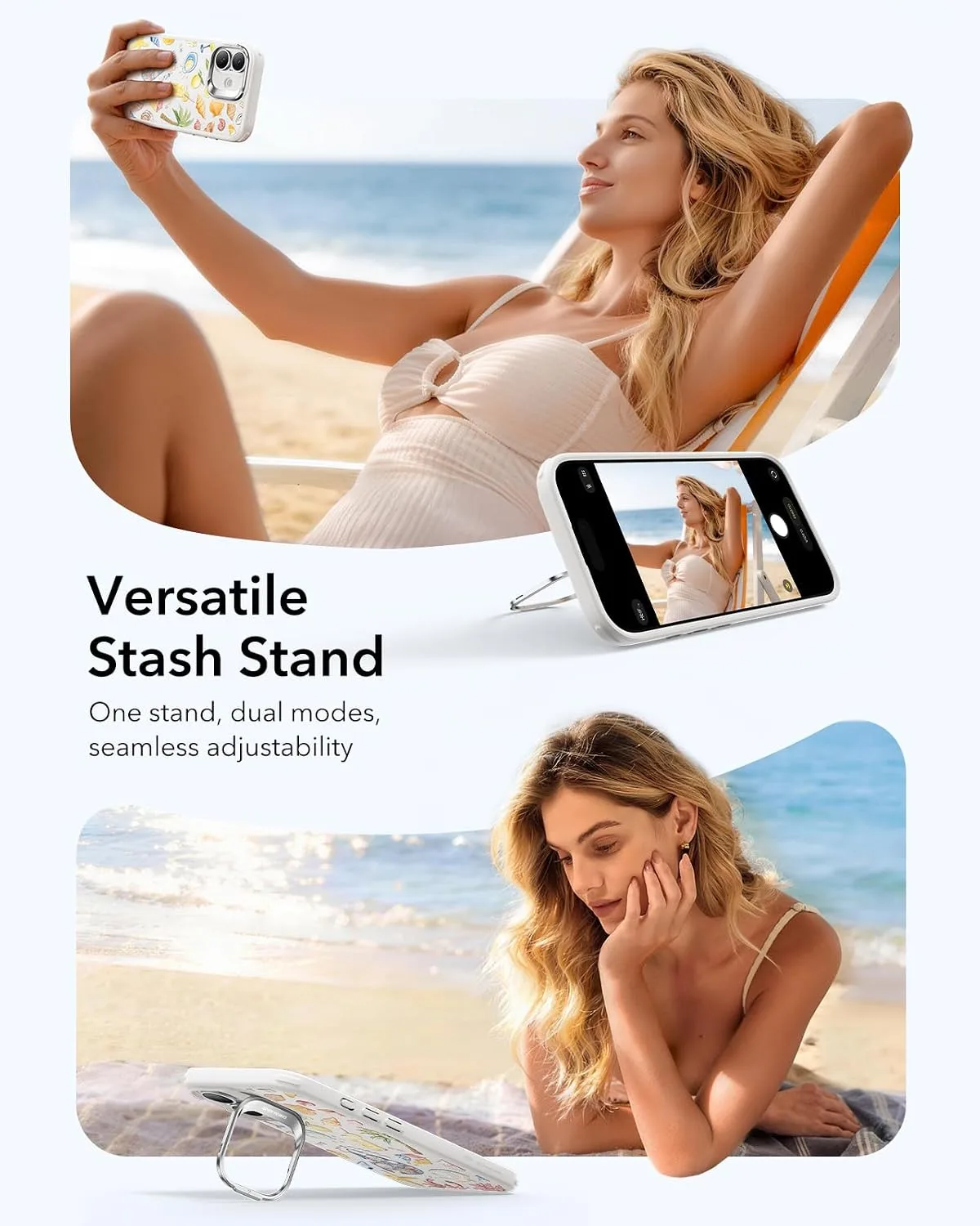 ESR Classic Hybrid for iPhone 17 Case with Flex Stand, Cream White