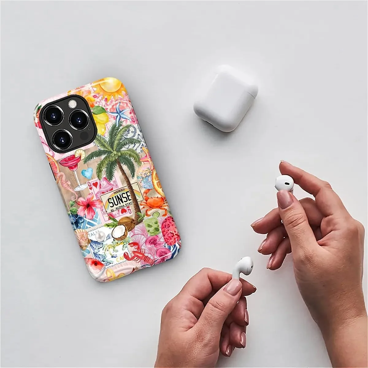 DAIZAG Case for iPhone 12 Pro Max,Mixed 2 Layer Design Shockproof Soft TPU Ddouble Protection Phone Case for iPhone 12 Pro Max-Aesthetic Summer Beach