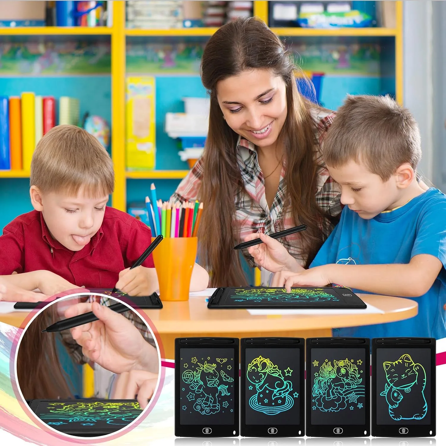 Zhehao 20 Pack 8.5 Inch LCD Writing Tablet Drawing Board,Black,Cute